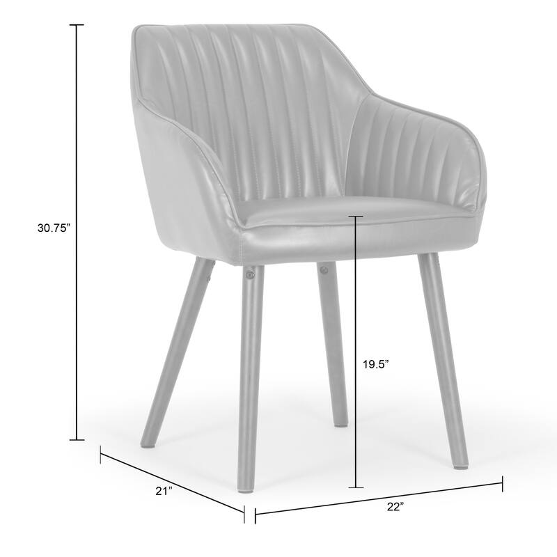 Alaura Caramel Brown Faux Leather Arm Chair with Beech Legs (Set of 2)