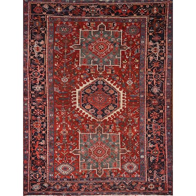 Vegetable Day Antique Geometric Gharajeh Persian Wool Carpet - 4'9" x 6'4"