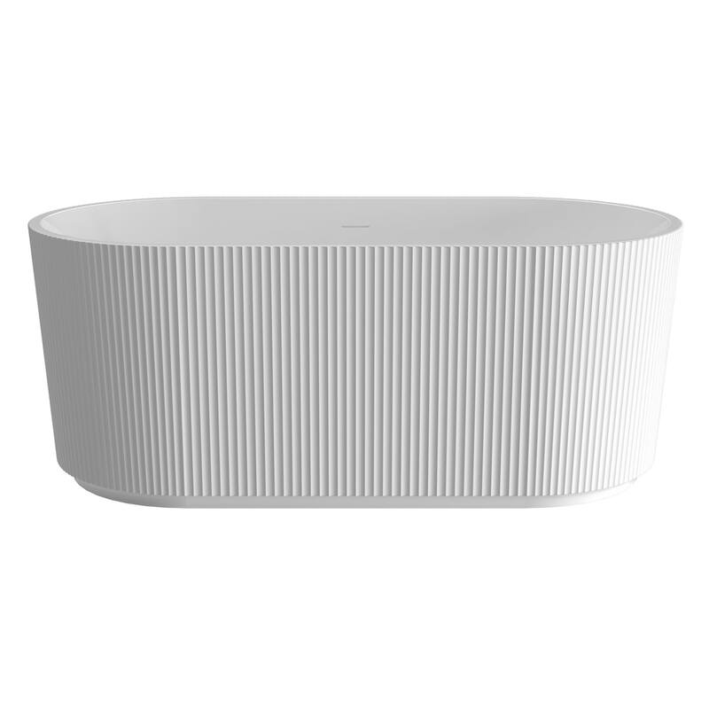 59 in. x 29.5 in. Acrylic Freestanding Flatbottom Soaking Bathtub in Gloss White