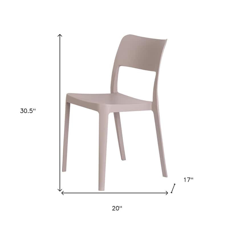 HomeRoots Set of Two Taupe Heavy Duty Plastic Outdoor Stacking Accent Chairs