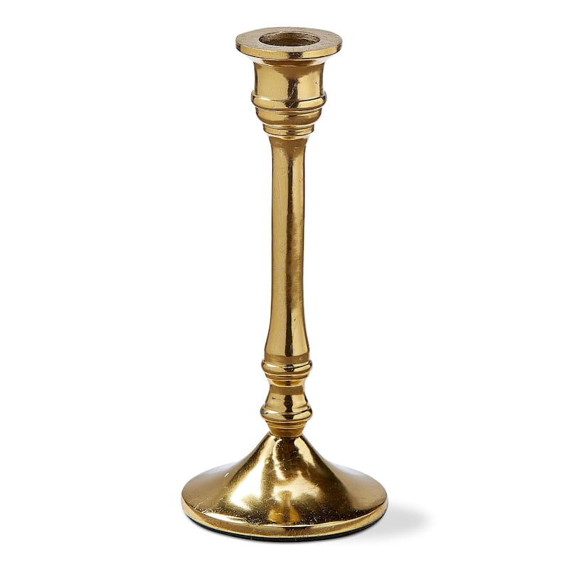 Vanessa Gold Aluminum Taper Candle Holder Candlestick Large, 3.0L x 3.0W x7.0H