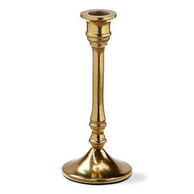 Vanessa Gold Aluminum Taper Candle Holder Candlestick Large, 3.0L x 3.0W x7.0H