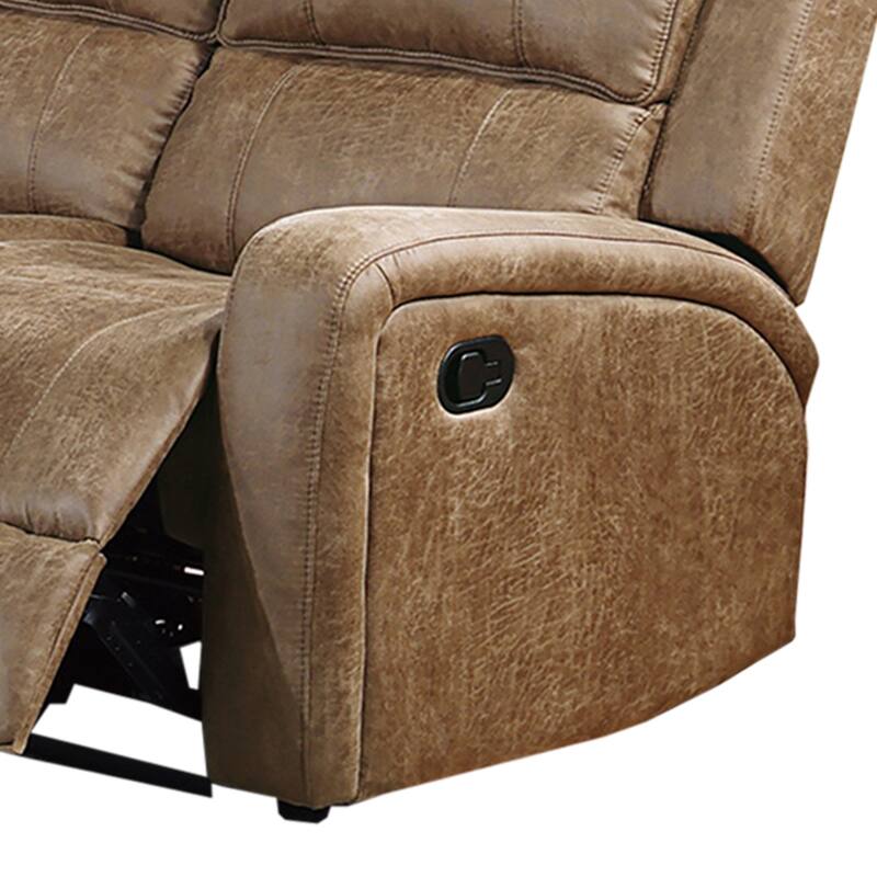 Leather-Like Fabric Upholstered Manual Reclining Sofa