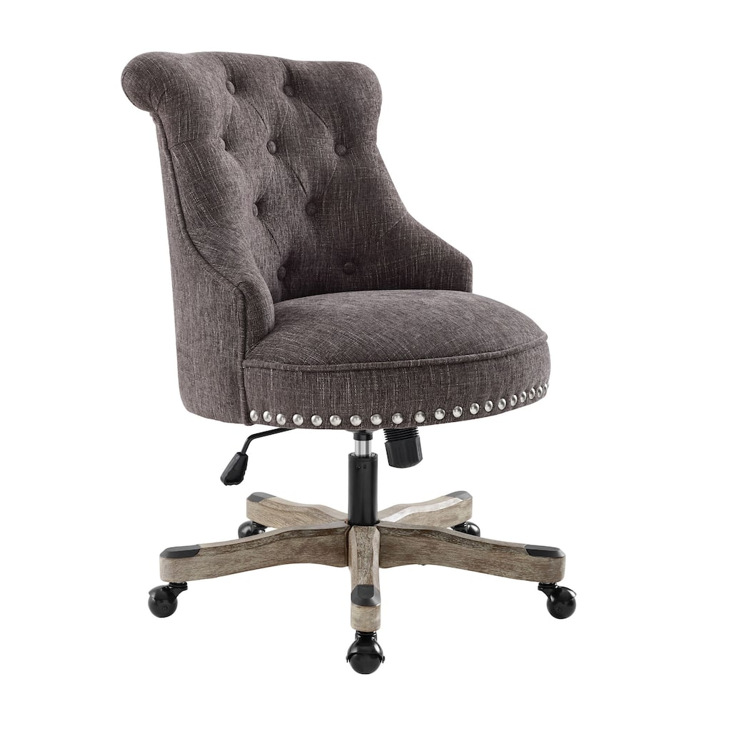 Tufted Plush Office Chair - 39.75" - Charcoal Gray and Brown