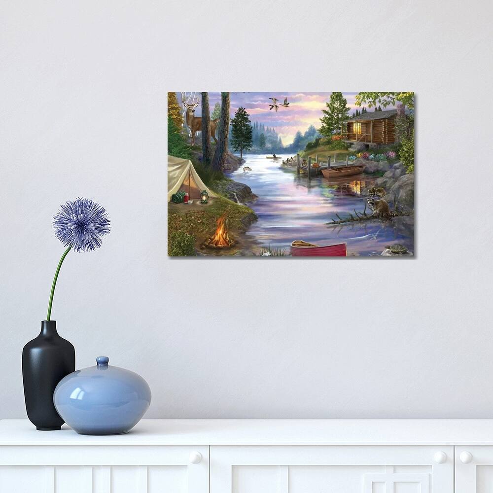 iCanvas "Cabin Lake" by Bigelow Illustrations Canvas Print