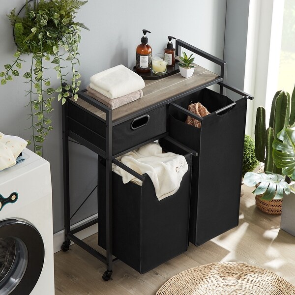 CUSchoice Drawer-Equipped Laundry Hamper With 2 Sorters,2 Bags,1