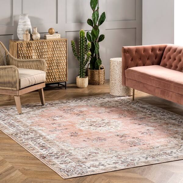 slide 2 of 35, nuLOOM Ren Machine Washable Distressed Vintage Floral Area Rug