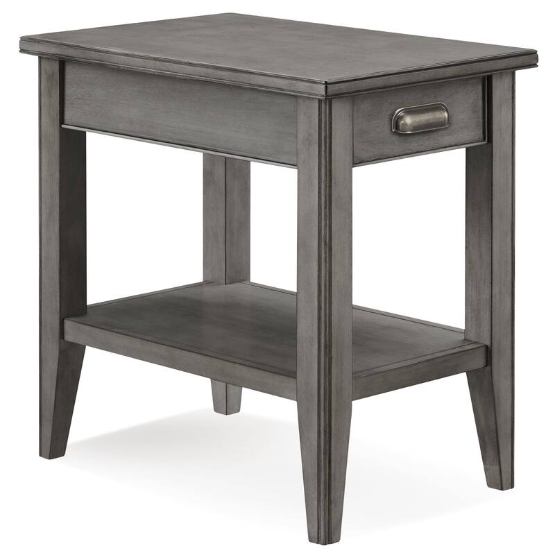 Laurent Narrow Solid Wood Side End Table with Shelf