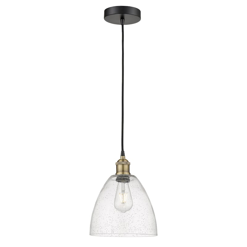 Innovations Lighting Edison Dome - 1 Light 9" Cord Hung Mini Pendant - Black Antique Brass/Seedy