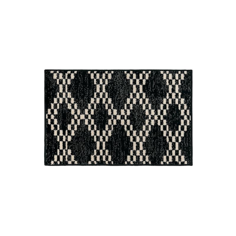 Southwestern Geometric Durable Area Rug, Perfect for Any Room - 2' 3" x 4' - Black
