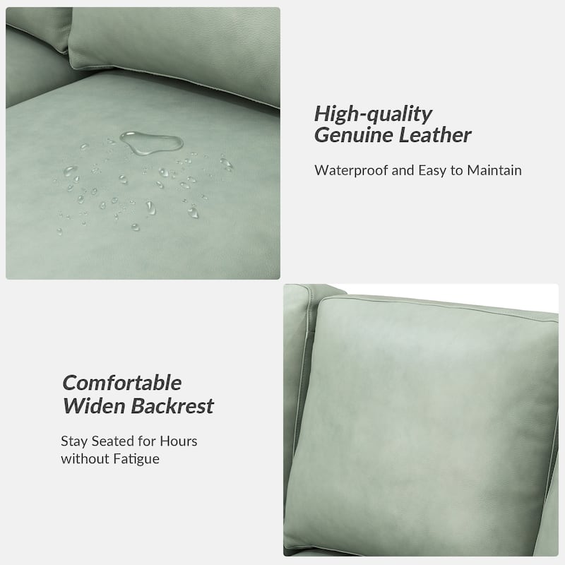 Ernando 83.46" Wide Genuine Leather Sofa with Squared Arms and Pillows