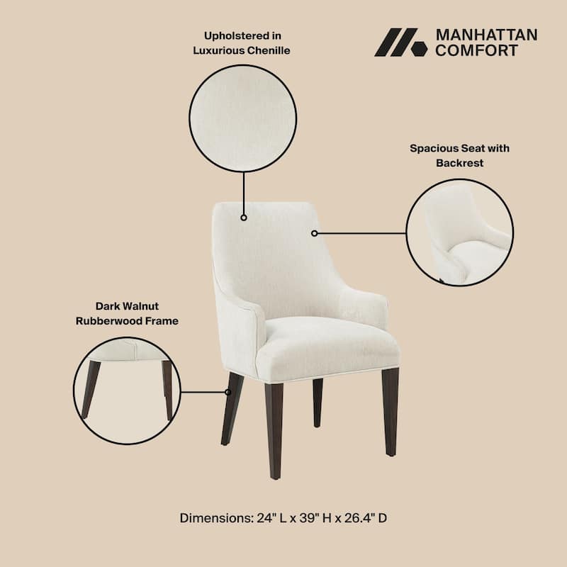 Manhattan Comfort Beever Modern Chenille Dining Armchair