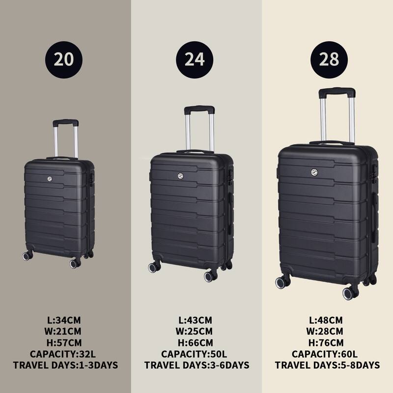Luggage Sets Expandable Hardside Suitcases 3 Piece Set Travel Luggages 360° Rotation Wheels TSA