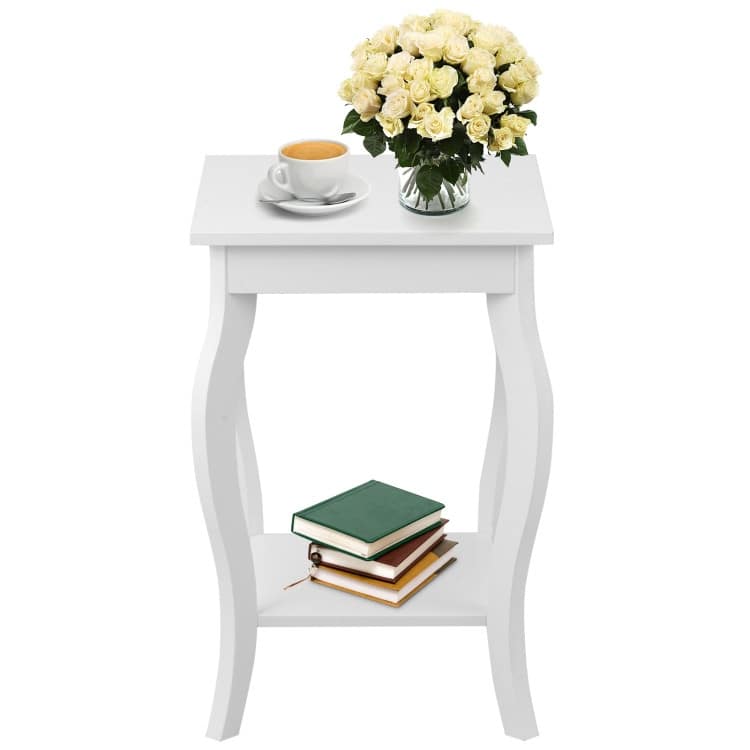 Set of 2 Accent Side Tables with Shelf - 16" x 16" x 24" (L x W x H)