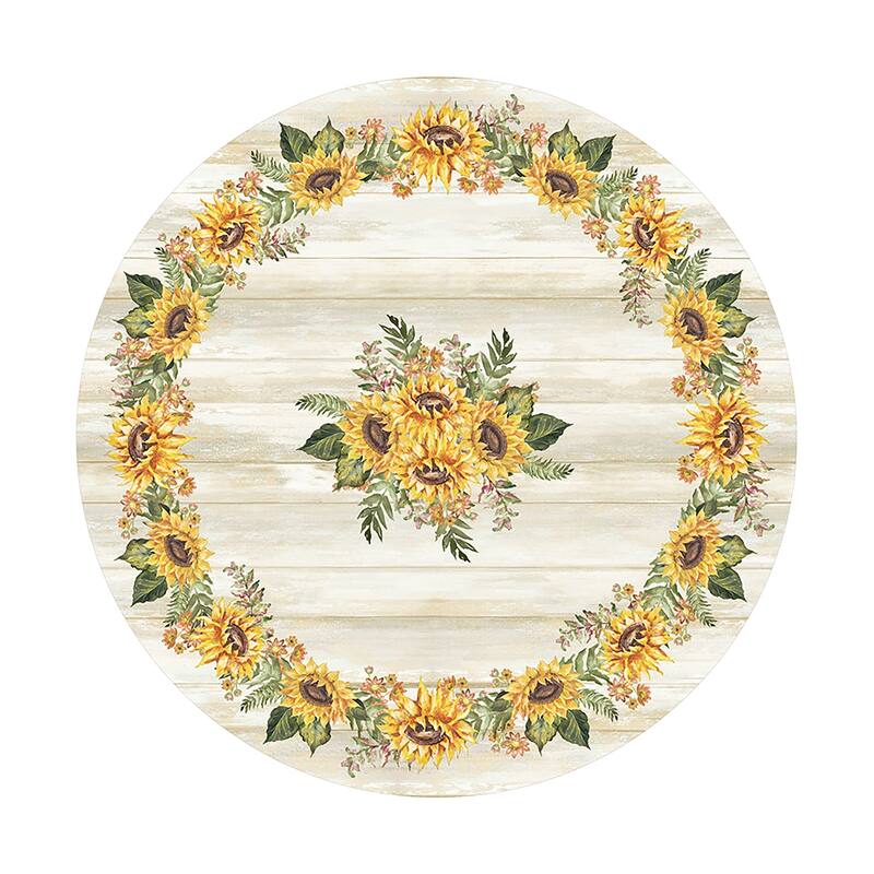 Laural Home Sunflower Day 70 in Round Tablecloth