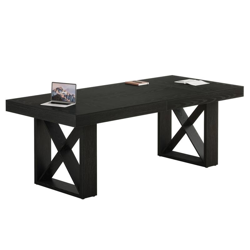 63-Inch Long Wood Conference Table, Simple Meeting Desk for Home Office & Small Team Gatherings