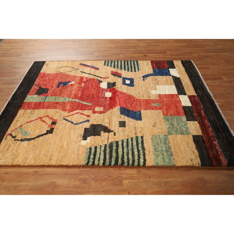 Abstract Moroccan Oriental Rug Handmade Contemporary Wool Carpet - 5'2" x 6'8"