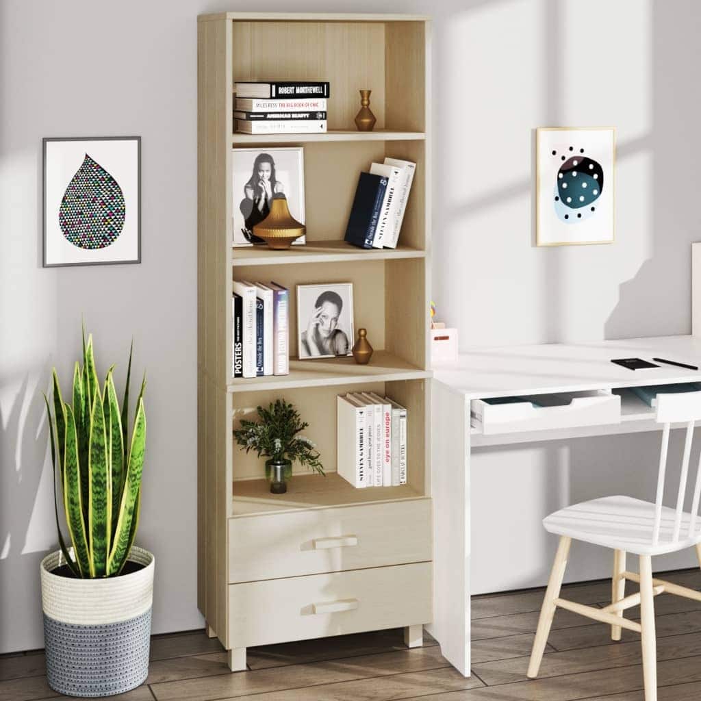 vidaXL Cabinet Bookshelf Entryway Cabinet with Storage HAMAR Solid Wood Pine - 23.6"x13.8"x70.9"
