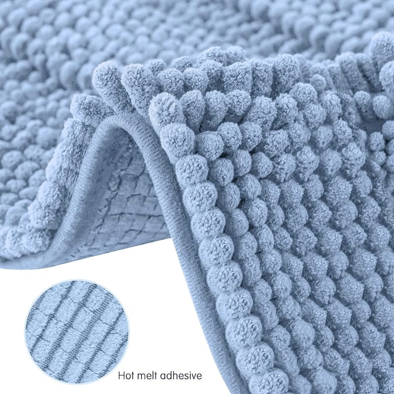 Subrtex Non-slip Bathroom Rugs Chenille Soft Striped Plush Bath Mat