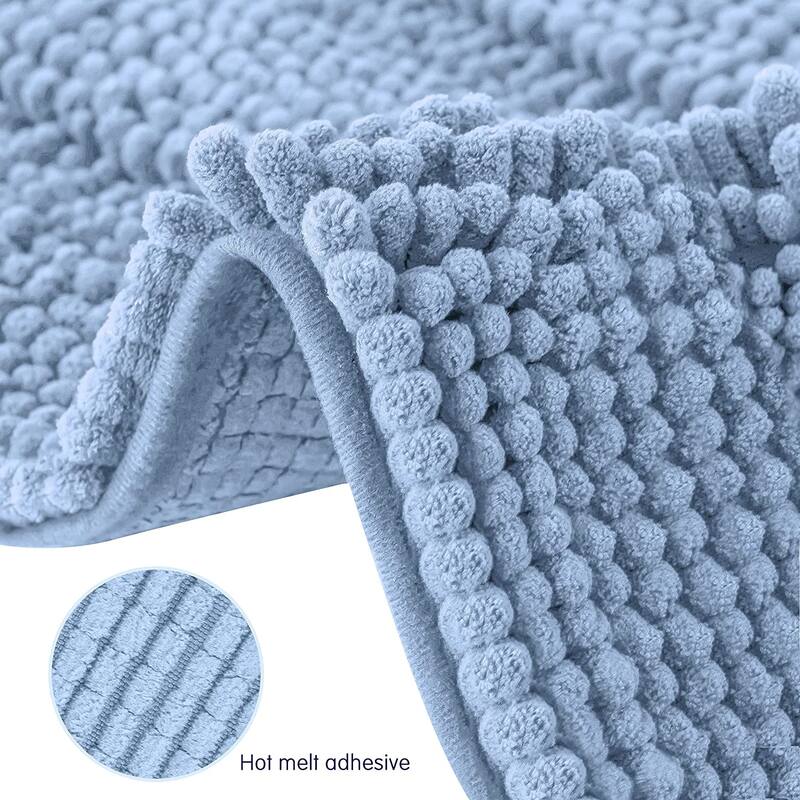 Subrtex Non-slip Bathroom Rug Chenille Soft Striped Plush Bath Mat
