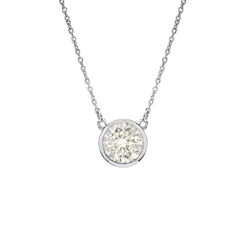 Auriya 1/4ctw Round Solitaire Diamond Necklace 14k Gold Bezel-set - 4mm - White