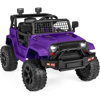 12V Kids Ride On Truck with Remote Control, Spring Suspension - Purple