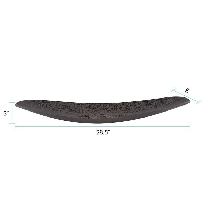 Allan Andrews Chiseled Texture Black Iron Elongated Tray, Large - 3H x 28W x 6D