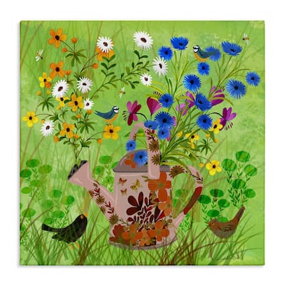 Stupell Bright Gardening Can & Birds Canvas Wall Art Design By Kay Widdowson