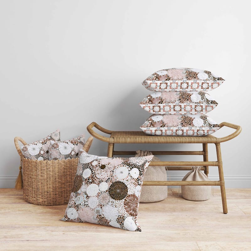 Crystal Drift Faux Suede Reversible Throw Pillow Pink and Brown