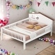 preview thumbnail 1 of 16, Full Wood Platform Bed with LED & Storage, House Headboard White