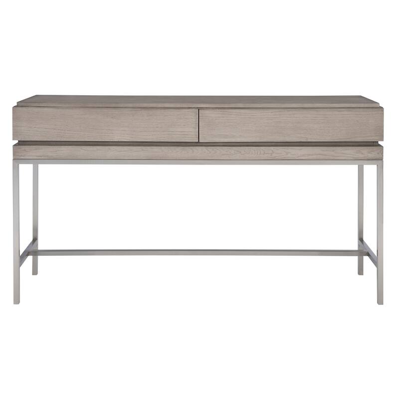 Uttermost Kamala 54" Long Oak Veneer Top Stainless Steel Console Table - Light Mushroom Gray