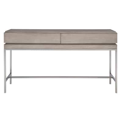 Uttermost Kamala 54" Long Oak Veneer Top Stainless Steel Console Table