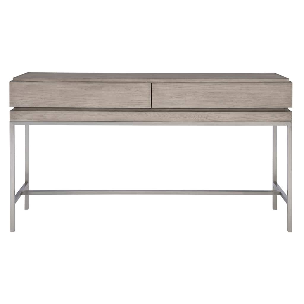 Uttermost Kamala 54" Long Oak Veneer Top Stainless Steel Console Table