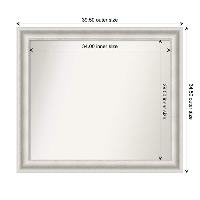 Parlor White Framed Non-Beveled Custom Wall Mirror, Bathroom Vanity Mirror - Outer Size: 39.5 x 34.5