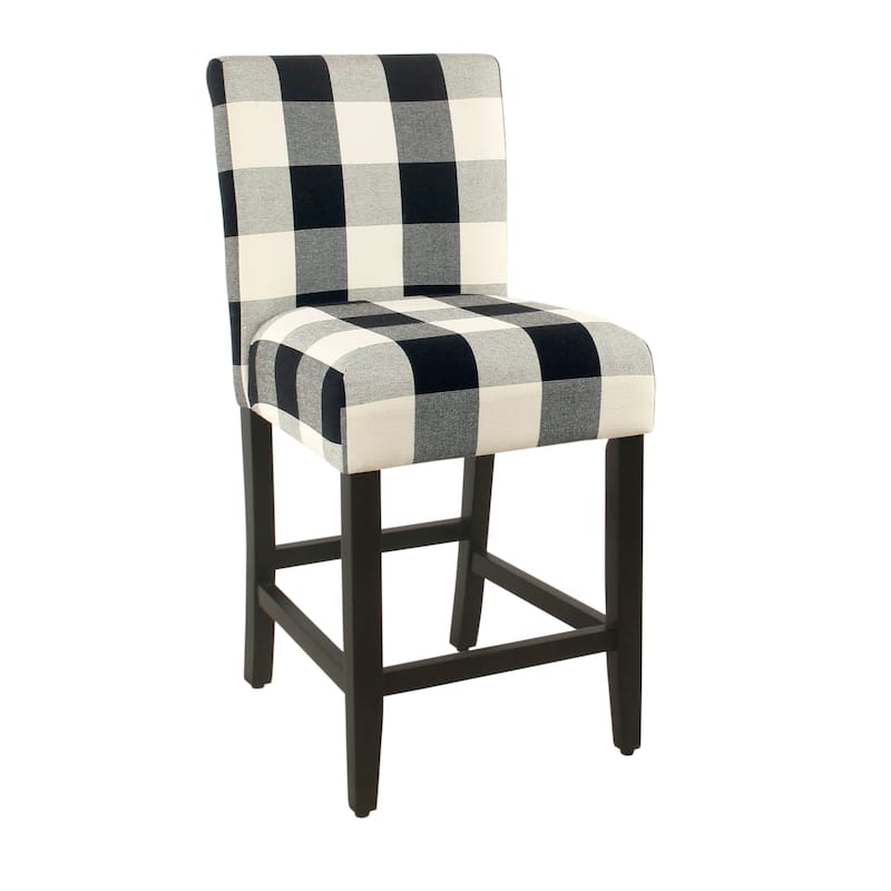 Porch & Den Minna Black/ Cream Plaid-upholstered Parsons Counter Chair - 24 inches - Black