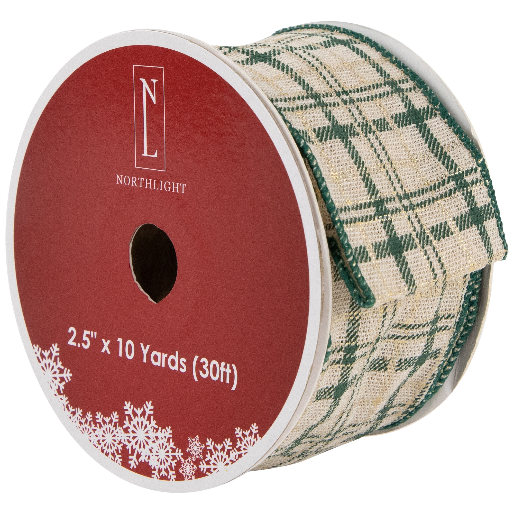 Plaid Wired Craft Christmas Ribbon 2.5