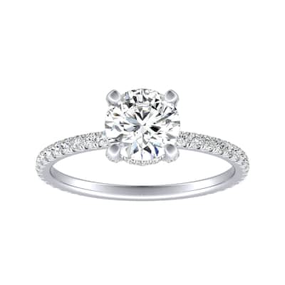 Auriya 14k Gold Round Moissanite Engagement Ring 1 1/8ctw