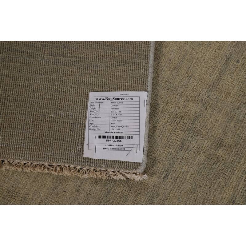 Gabbeh Modern Area Rug Hand-Knotted Wool Carpet - 4'9" x 6'7"