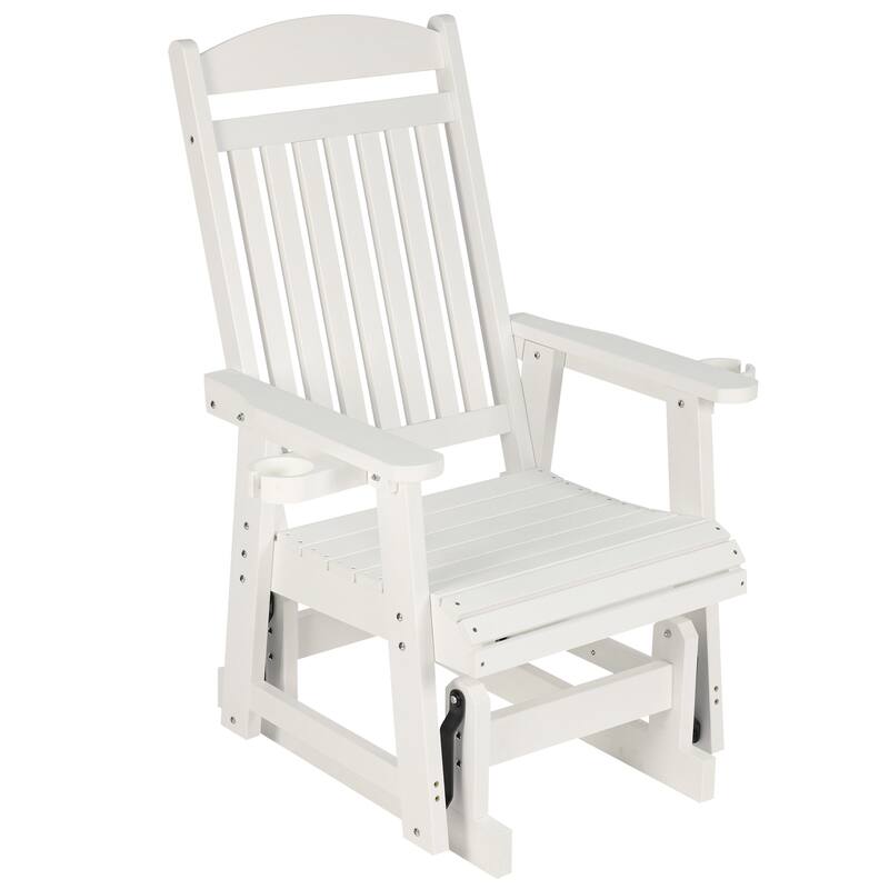 Poly Lumber Patio Glider for One Person with Cup Holders, HIPS Material, All-Weather Resistant