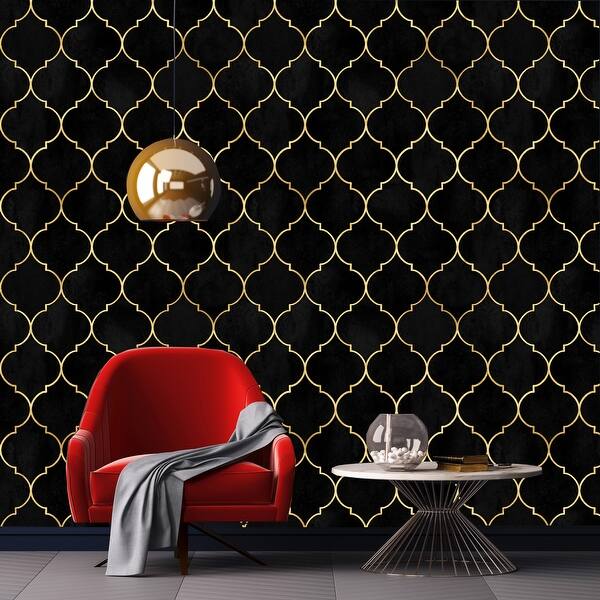 Black And Gold Geometric Removable Wallpaper 10 Ft H X 24 Inch W Overstock 31708178 We hope you enjoy our growing collection of hd images to use as a background or home please contact us if you want to publish a black and gold desktop wallpaper on our site. house of hampton