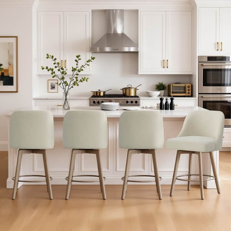 Spruce & Spring Modern Upholstered 360-degree Swivel Bar Stool for Kitchen and Home Bar