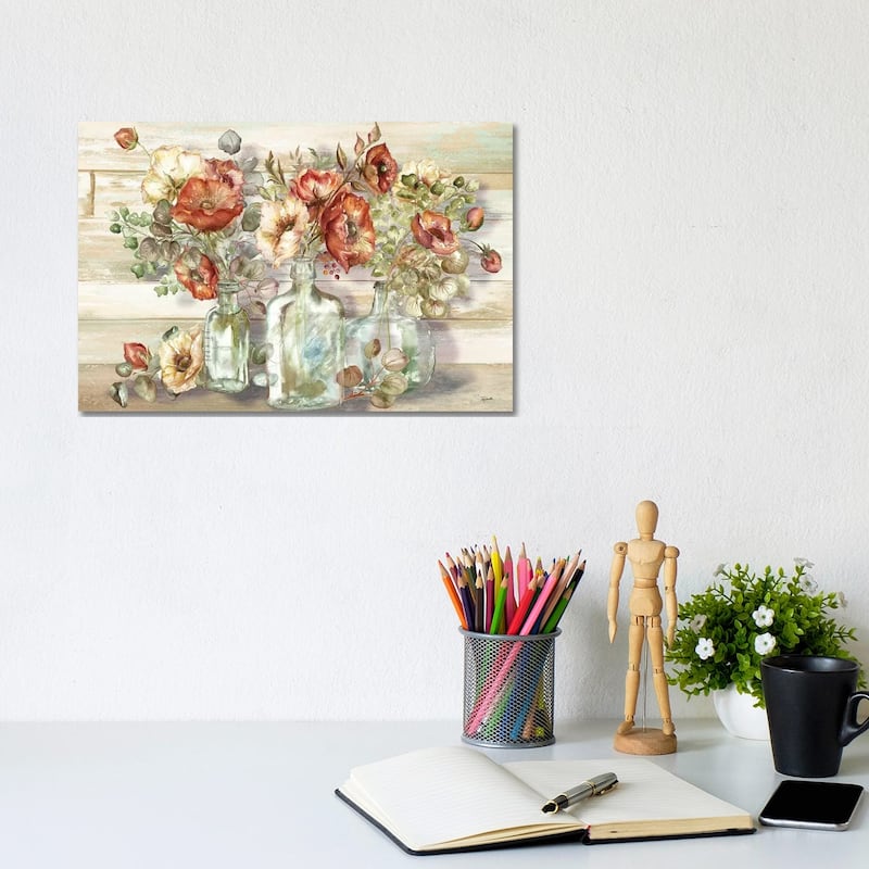 iCanvas "Spice Poppies and Eucalyptus In Bottles Landscape" by Tre Sorelle Studios Canvas Print - 8x12x0.75