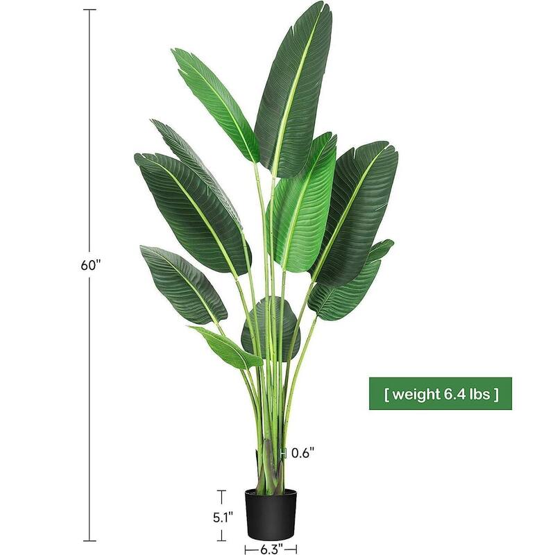 60"H Artificial Bird of Paradise Plant for Home Office Decor - 5 ft
