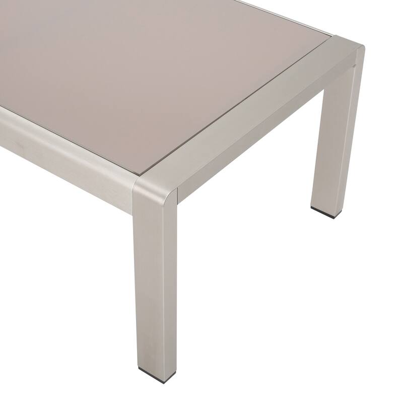 Cape Coral Outdoor 3-Seater Aluminum Sofa Set with Coffee Table and Ottman by Christopher Knight Home