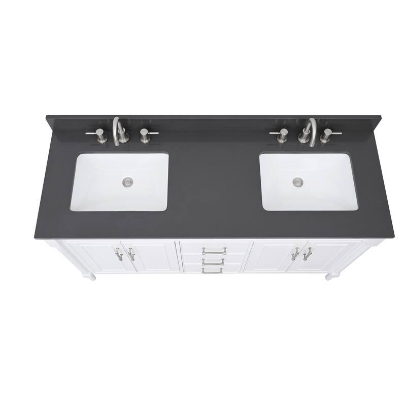 Avanity Quartz Vanity Top with Rectangular Undermount Sinks