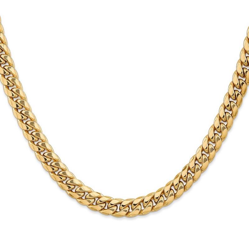 Curata 10k Yellow Gold Unisex 7" 8" 9"Wide Semi solid 7.3mm Miami Curb Chain Bracelet