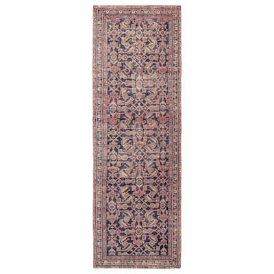 ECARPETGALLERY Hand-knotted Antalya Vintage Navy Wool Rug - 3'5 x 10'0