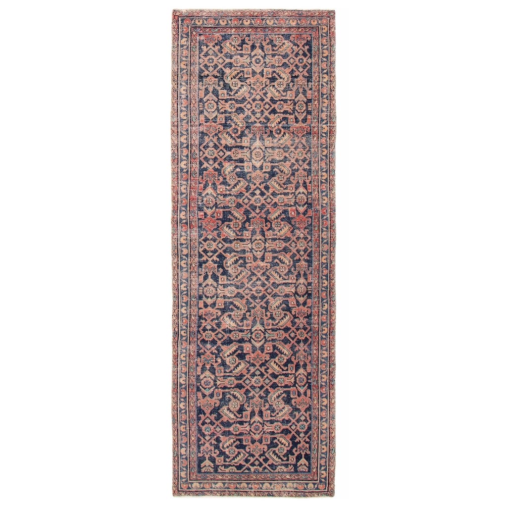 ECARPETGALLERY Hand-knotted Antalya Vintage Navy Wool Rug - 3'5 x 10'0