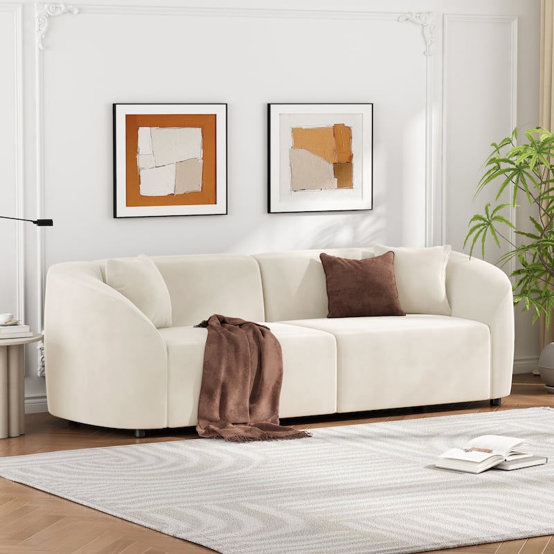 Christopher Knight Home - Allegra Modern 87” 3-Seat Upholstered Curved Sofa