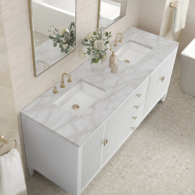James Martin Vanities Myrrin 72" Vanity, Bright White - Victorian Silver